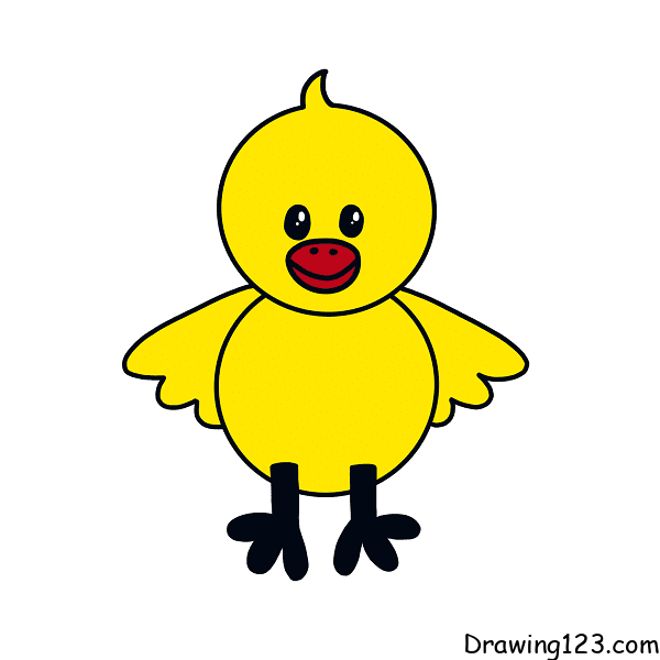 Easy How to Draw a Baby Chick Tutorial & Baby Chick Coloring Page