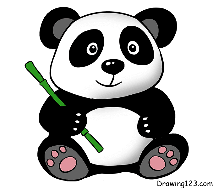 panda sitting drawing