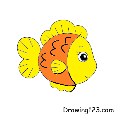 how to draw a simple fish for kids