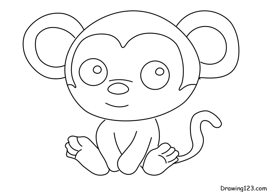how to draw cute animated monkeys