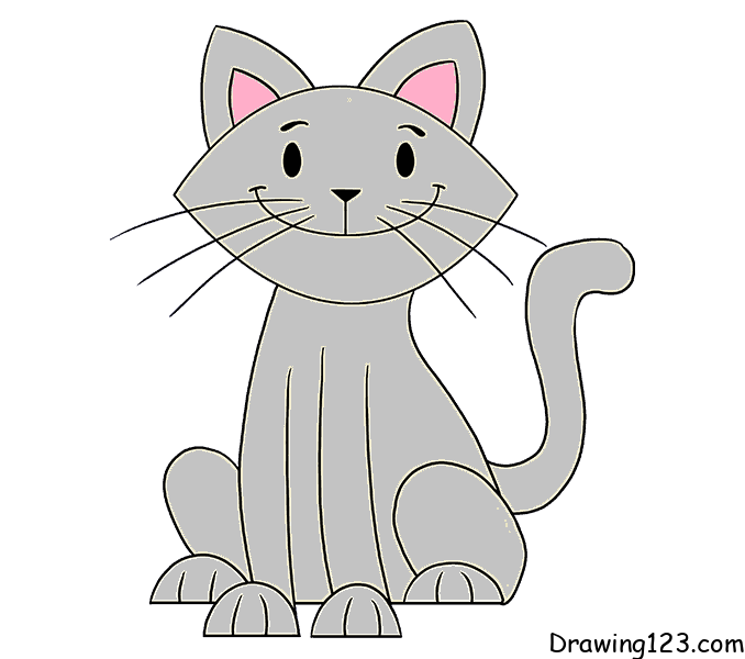 how to draw a cute cat step by step easy