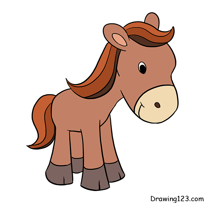 how to draw a simple cartoon horse