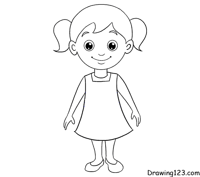 baby girl drawing outline