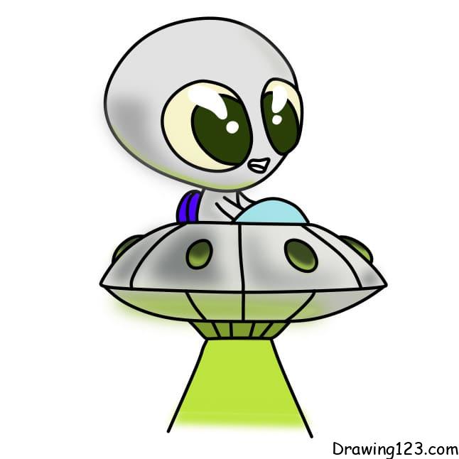 HOW TO DRAW AN ALIEN EASY - DRAWING ALIEN STEP BY STEP 