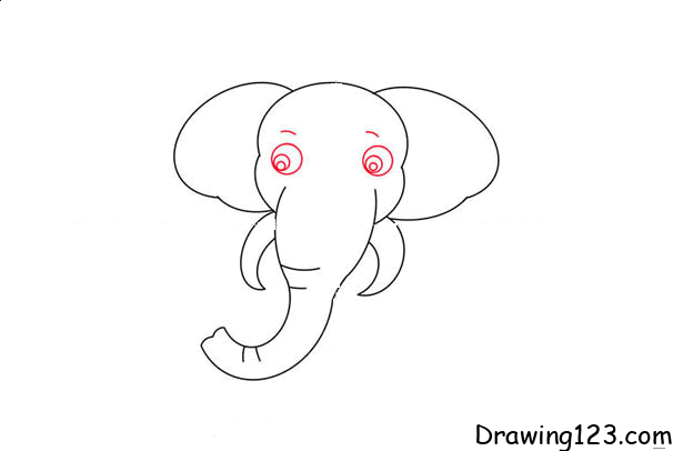 how to draw a elephant head step by step