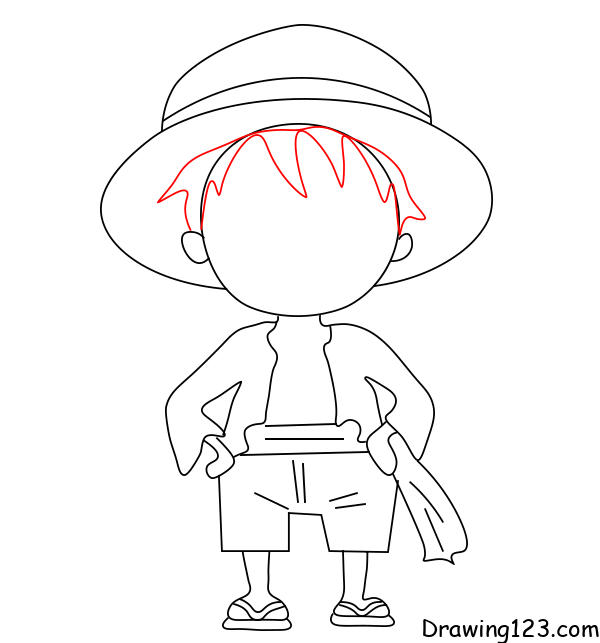 Luffy Drawing Tutorial - How to draw Luffy step by step