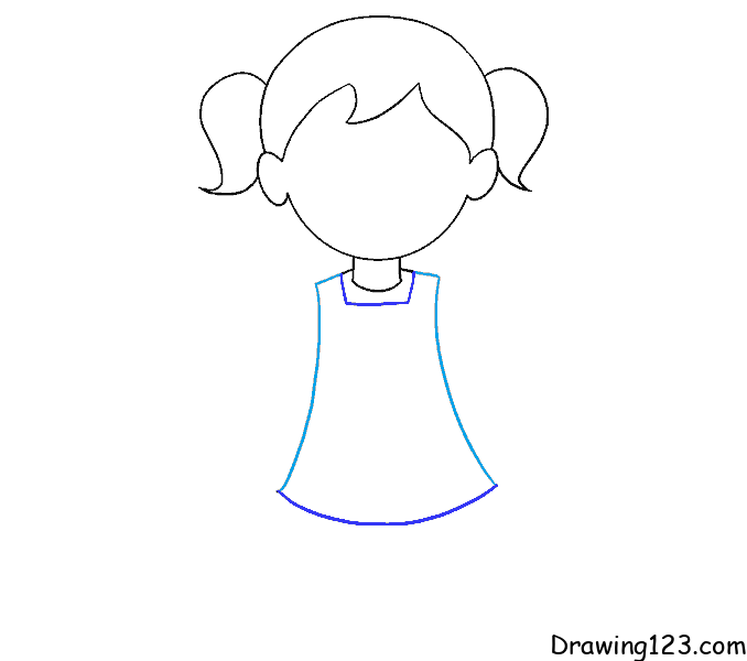 how to draw a girl step by step in a dress