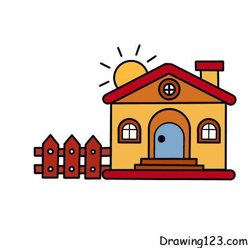Easy kids house drawing | Simple kids house | house ideas In this tutorial  | Simple house drawing, House drawing, House drawing for kids