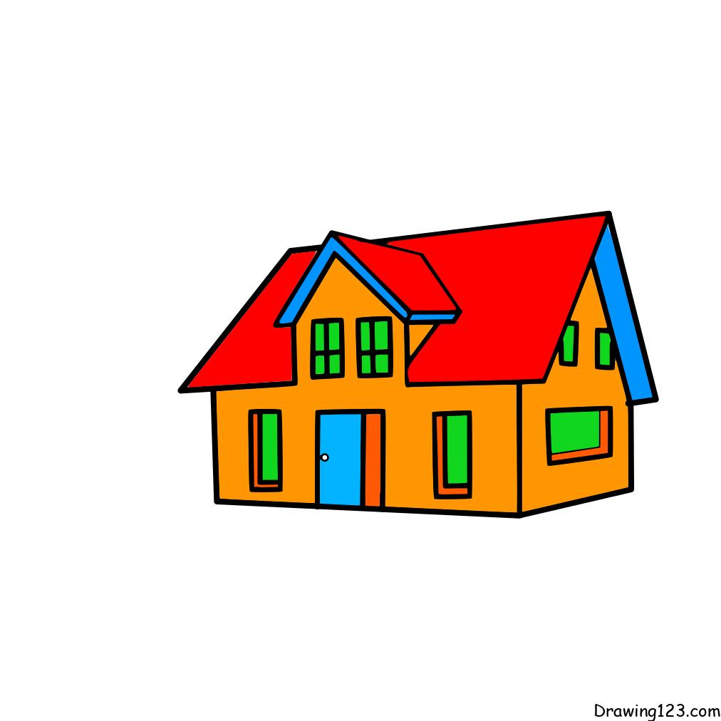 Simple House Drawing ✓ How to Draw a House step by step Easy - YouTube