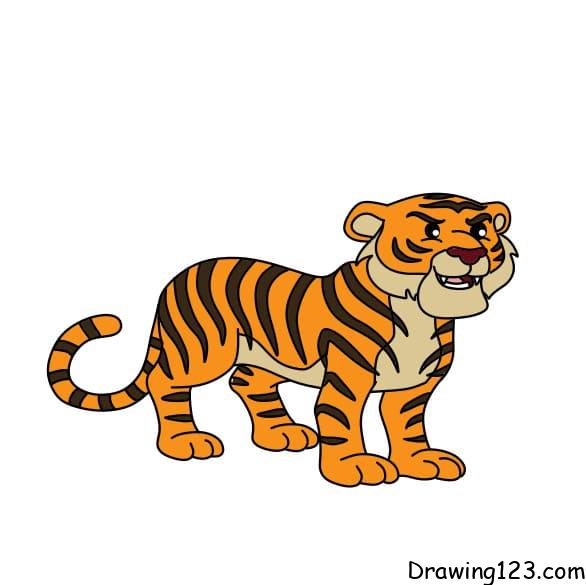 Easy How to Draw a Tiger Tutorial Video and Tiger Coloring Page | Easy tiger  drawing, Tiger drawing for kids, Tiger drawing