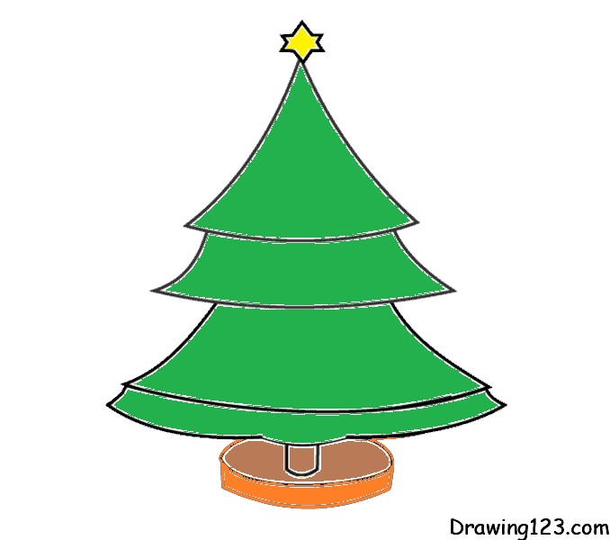 christmas tree drawing step 9