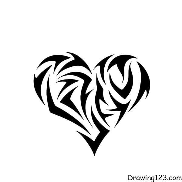 cool heart designs to draw step by step
