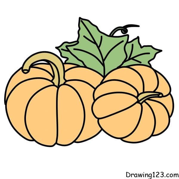 Pumpkin Drawing Tutorial - How to draw Pumpkin step by step