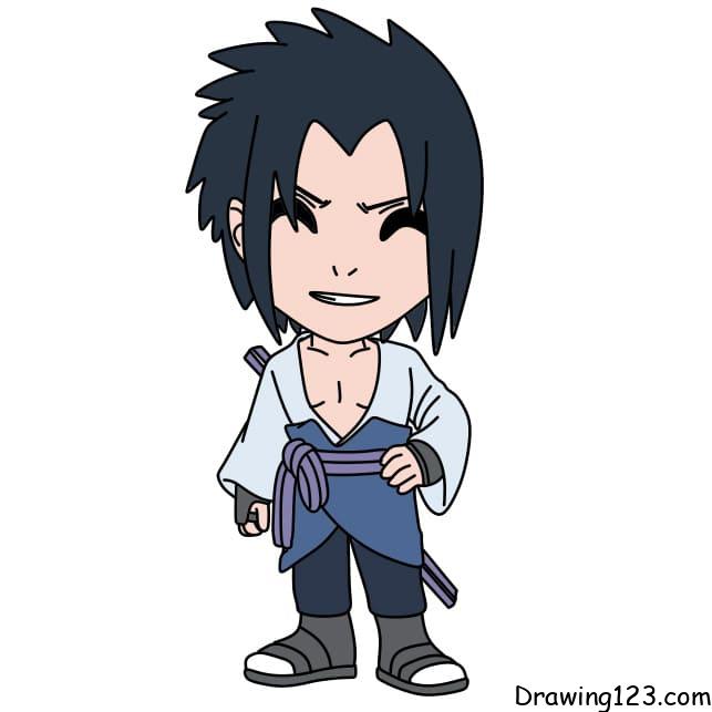 How to draw Cute Sasuke Face (easy to follow) 