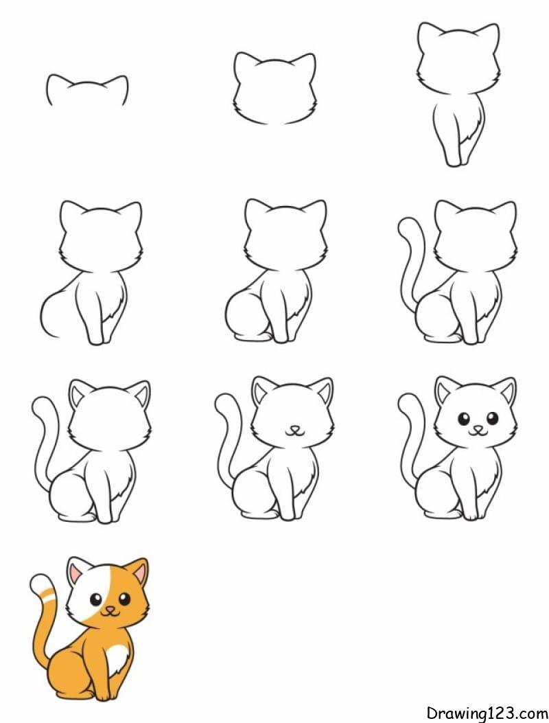 Download Siamese Cat Easy Drawing Picture | Wallpapers.com