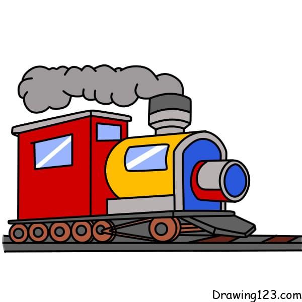 Simple drawing train with locomotive Royalty Free Vector