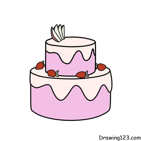 How to Draw a Cute Double Birthday Cake - Simple Easy Drawing | Cute  birthday cakes, Colorful birthday cake, Cake drawing