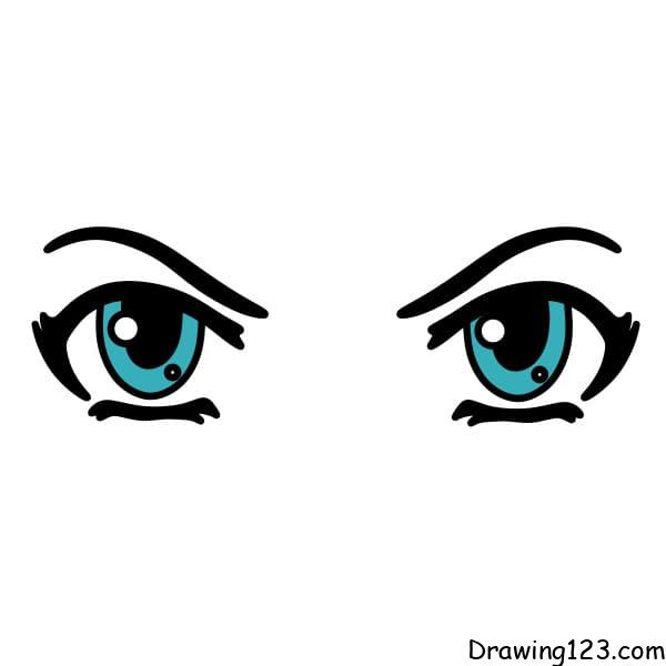 how to draw sad anime eyes step by step