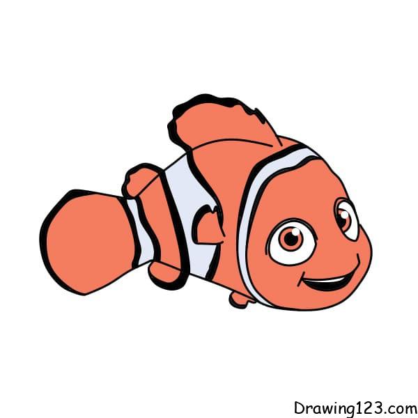 Nemo fish Drawing Tutorial - How to draw Nemo fish step by step