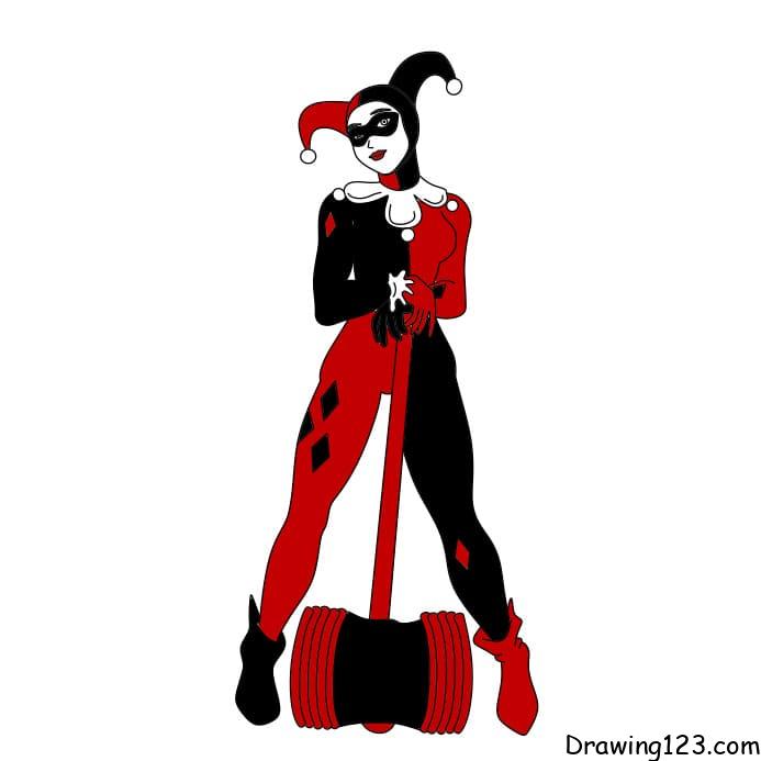 how to draw Harley Quinn step 12 1