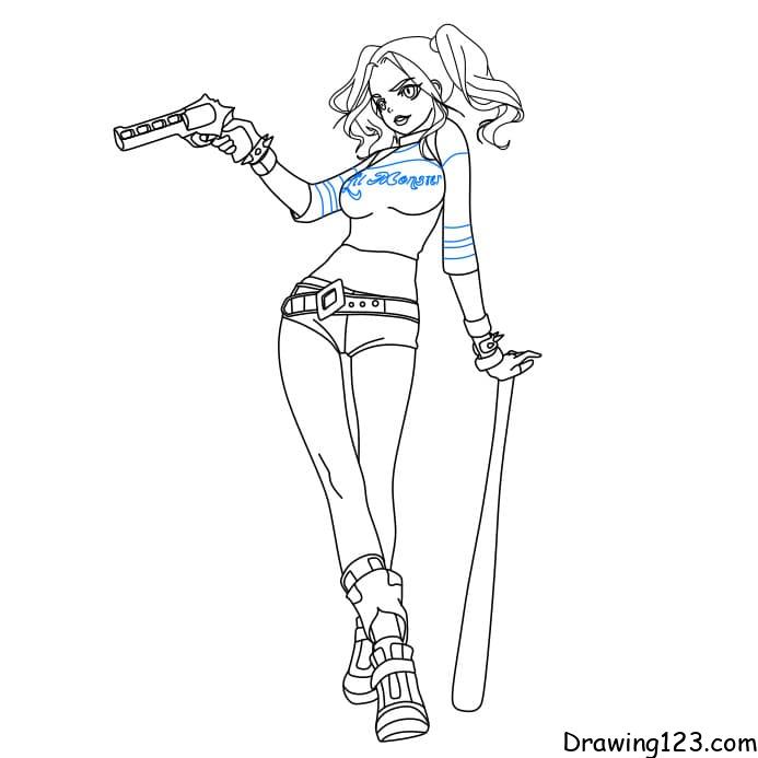 How To Draw Harley Quinn, Step by Step, Drawing Guide, by Dawn - DragoArt