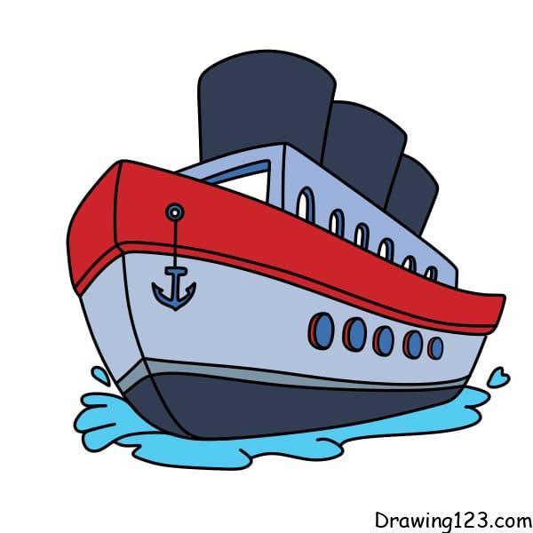 How to draw A- ship drawing easy step by step