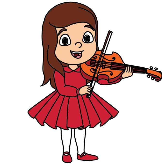 violin drawing for kids
