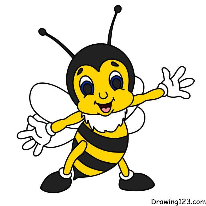 How to draw a HONEY BEE for kids - YouTube