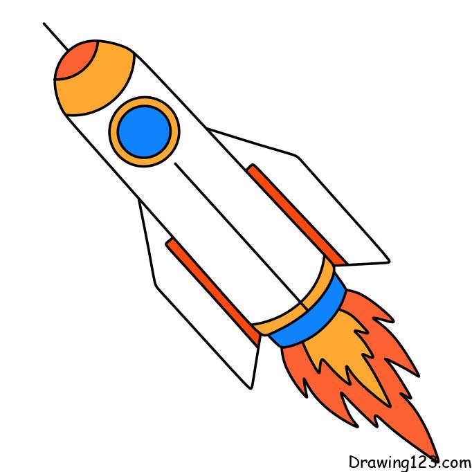 Easy How to Draw a Rocket Tutorial and Rocket Coloring Page | Rocket art,  Art drawings for kids, Rocket drawing