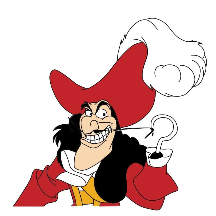 Captain Hook Drawing Tutorial - How to draw Captain Hook step by step