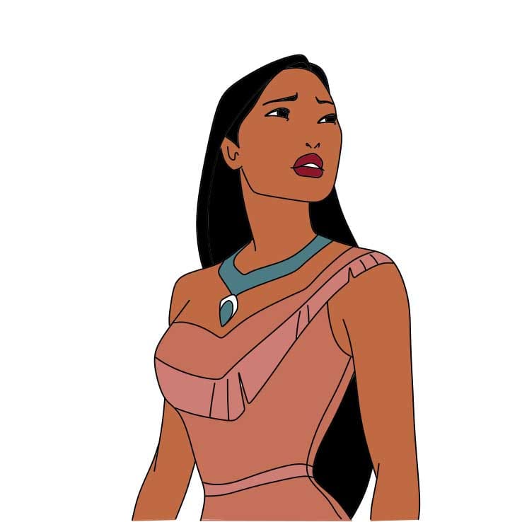 2. Easy drawing tutorial Pocahontas character